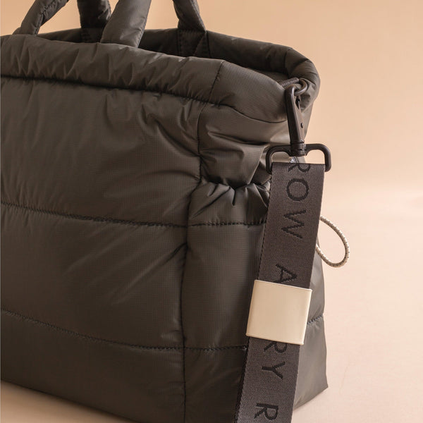Baby Changing Tote Bag with Stroller Clips, Mat + Pouch (Soft Black)
