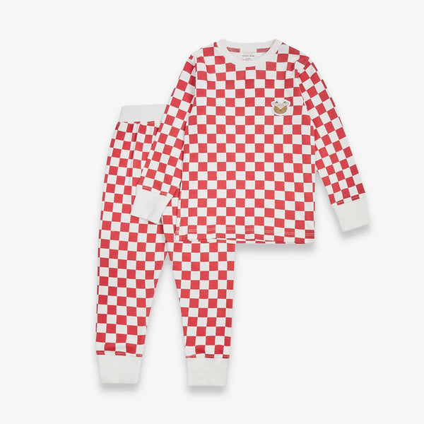Organic Cotton Jersey Christmas Pyjamas (Red Checkerboard)
