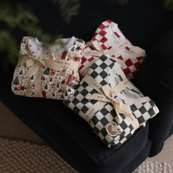 Organic Cotton Jersey Christmas Pyjamas (Red Checkerboard)