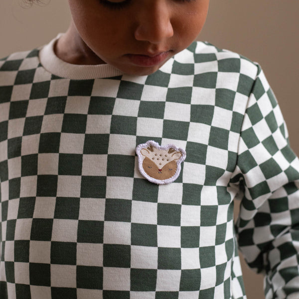 Organic Cotton Jersey Christmas Pyjamas (Green Checkerboard)