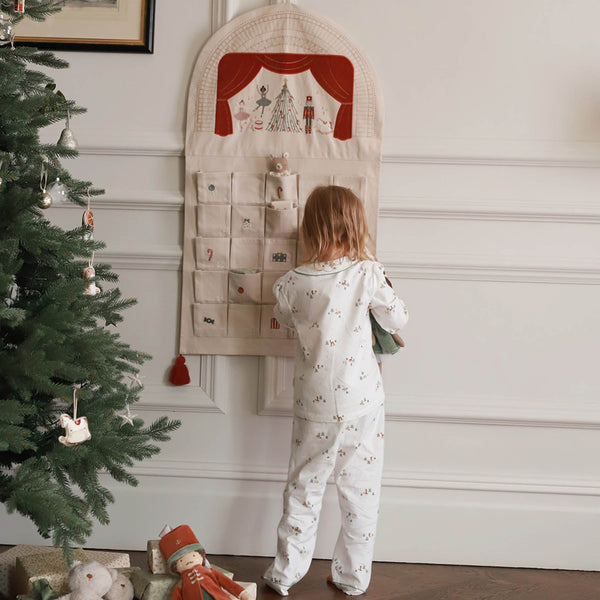 Organic Cotton Flannel Christmas Pyjamas (Winter Ski, Green Trim)