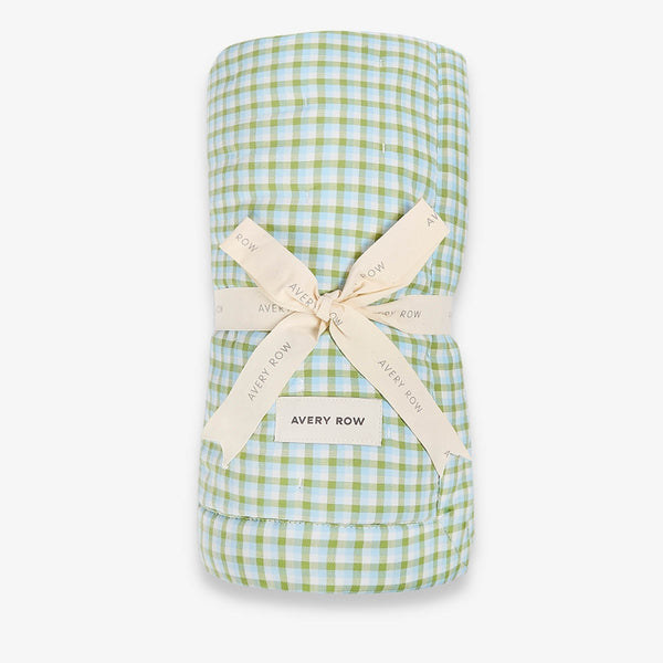 Woven Quilted Checkerboard Single Bedspread (Greenhouse Gingham)