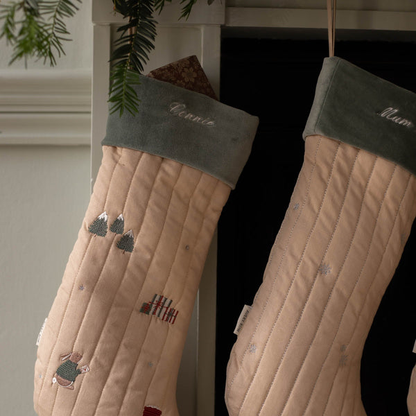 Snowflakes Embroidered Christmas Present Stocking