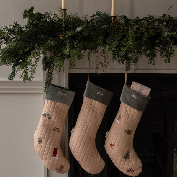 Snowflakes Embroidered Christmas Present Stocking