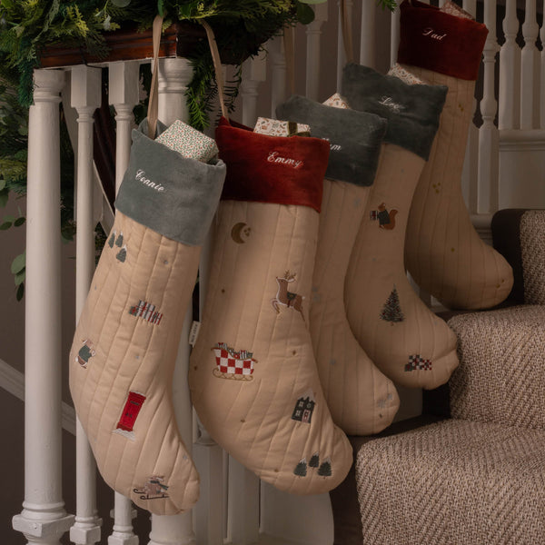 Snowflakes Embroidered Christmas Present Stocking