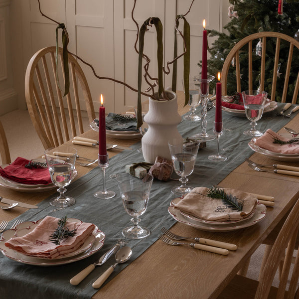 Linen Christmas Table Runner (Pine Green)