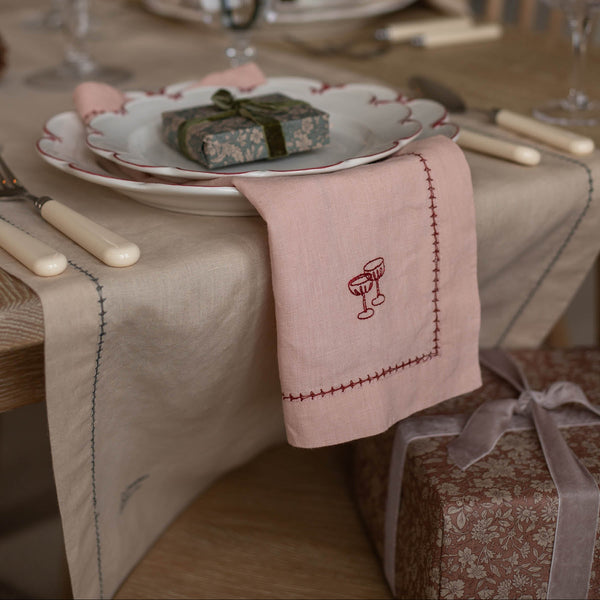 Linen Christmas Table Runner (Natural)