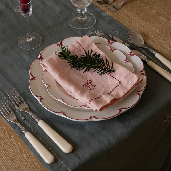 Linen Christmas Table Runner (Pine Green)
