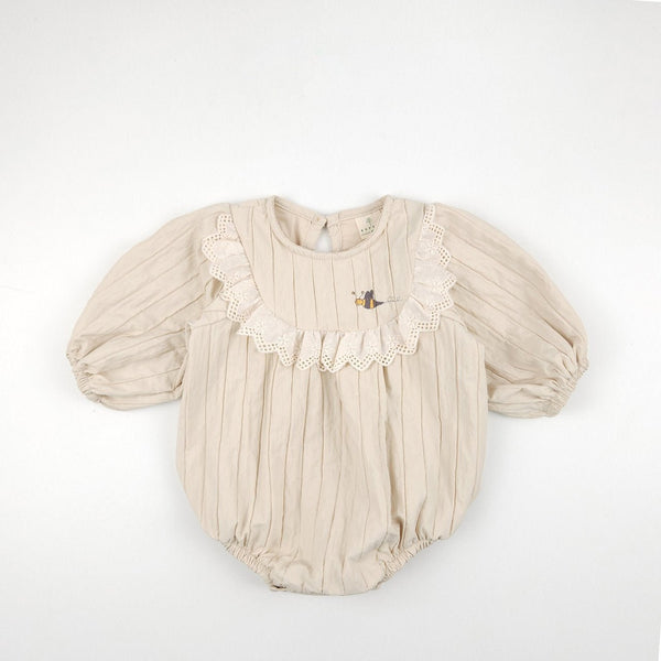 Busy Bee Frilled Baby Romper Bodysuit (Cream)