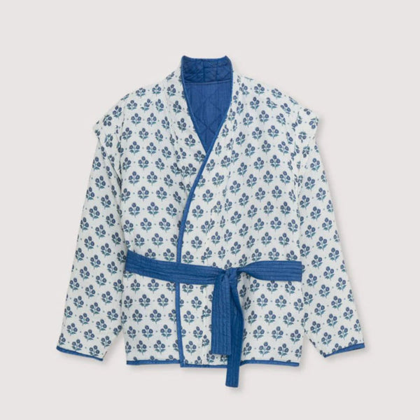 MAMA Eleni Reversible Quilted Linen Jacket (Hyacinth Print)