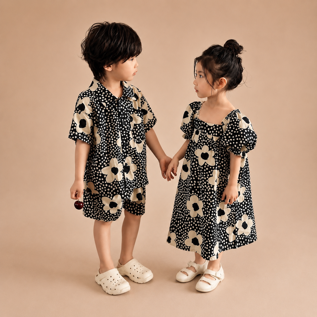 Flo Flower Trapeze Puff Sleeved Dress- Yoyo