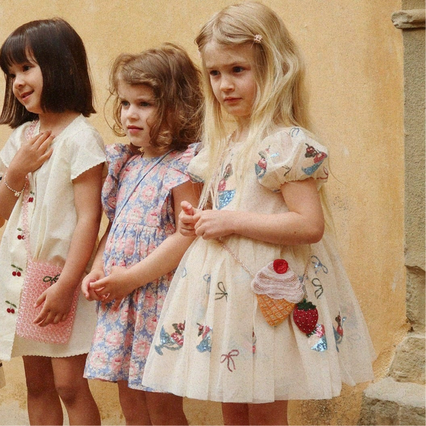 Yvonne Sequin Gelato Print Tulle Party Dress