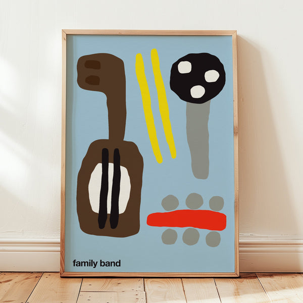 Family Band Art Print (Blue)