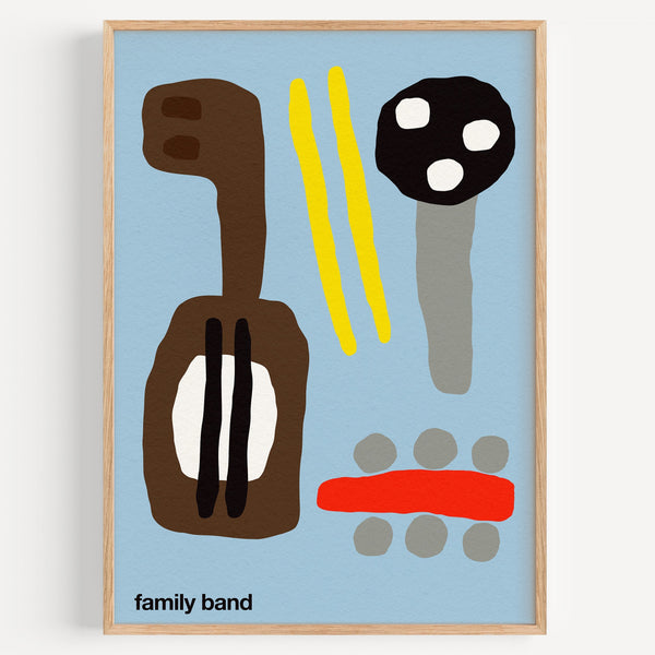 Family Band Art Print (Blue)