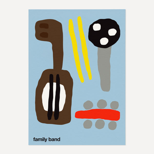 Family Band Art Print (Blue)