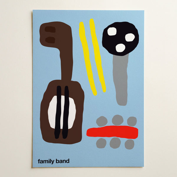 Family Band Art Print (Blue)