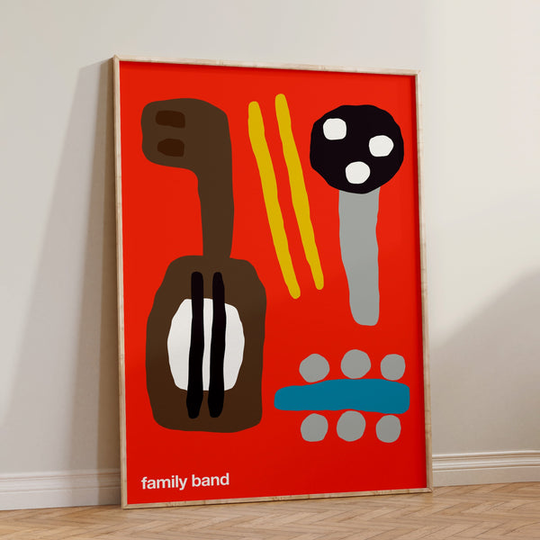 Family Band Art Print (Red)
