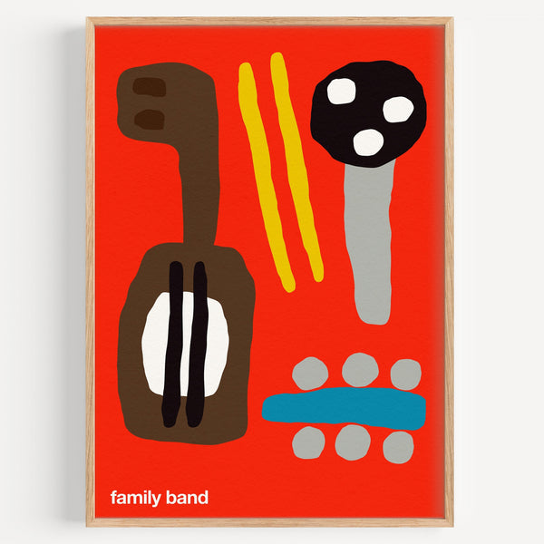 Family Band Art Print (Red)