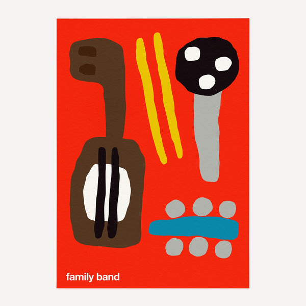 Family Band Art Print (Red)