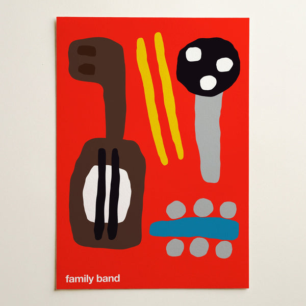 Family Band Art Print (Red)