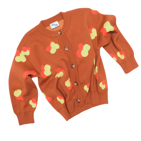 Adult Finneas Brown Jacquard Cotton Knit Cardigan