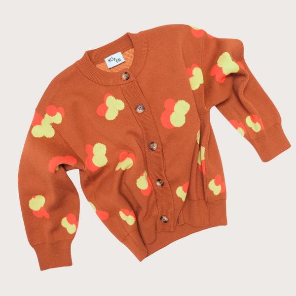 Adult Finneas Brown Jacquard Cotton Knit Cardigan