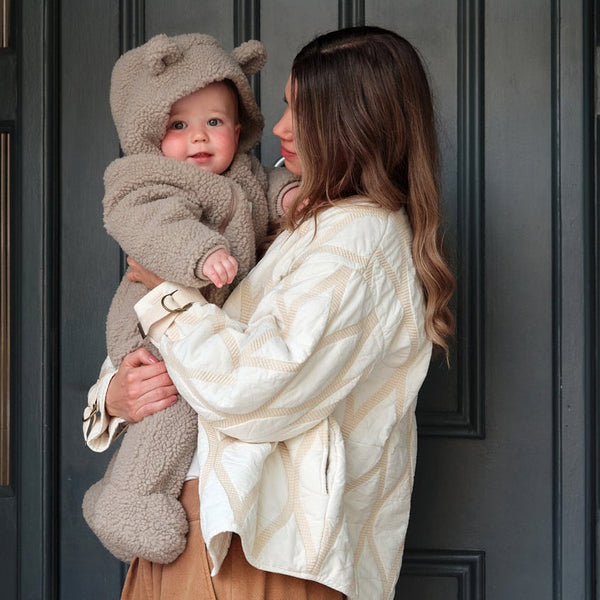 Alf Teddy Borg Eco Pramsuit  with Feet (Beige)