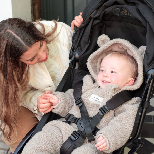 Alf Teddy Borg Eco Pramsuit  with Feet (Beige)