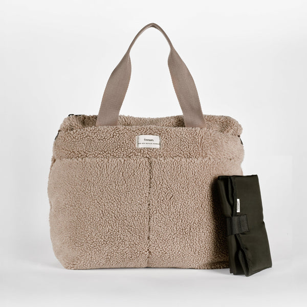Sigrid Eco Borg Changing Bag With Changing Mat (Beige)