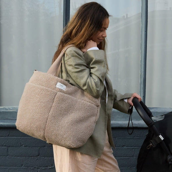 Sigrid Eco Borg Changing Bag With Changing Mat (Beige)
