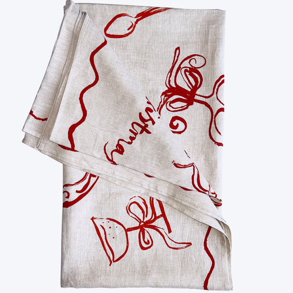 Christmas Feast Linen Tablecloth