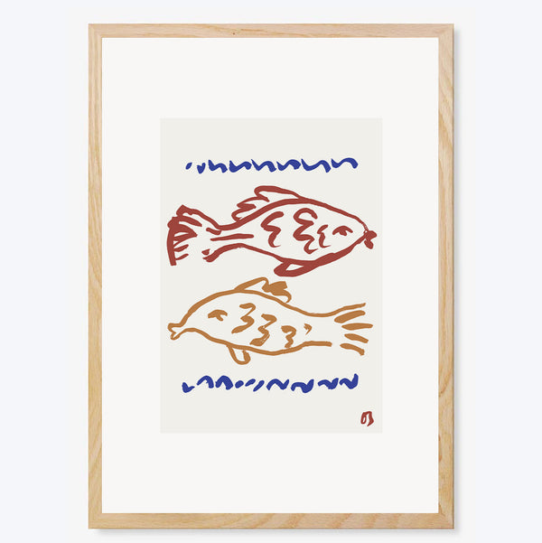 Two Fish in Red & Blue Art Print