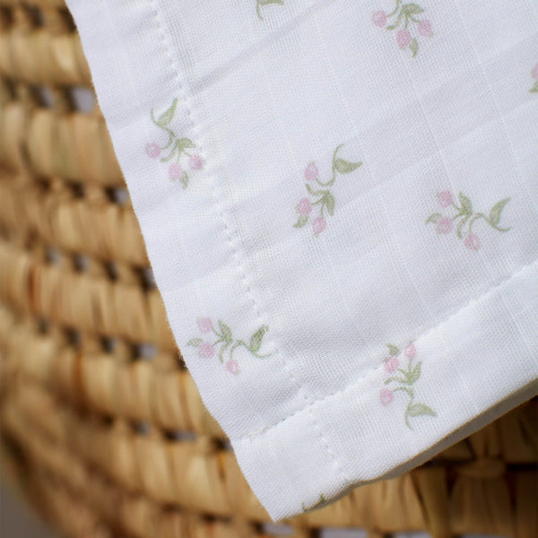 White Fleur Organic Cotton Muslin Swaddle Blanket