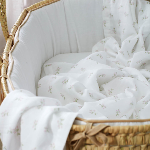 White Fleur Organic Cotton Muslin Swaddle Blanket