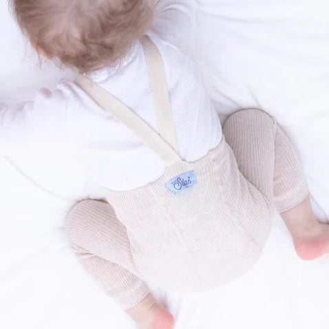 Silly Silas Footless Unisex Rib Tights with Braces (Cream)