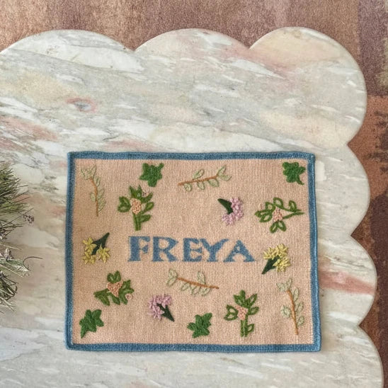 The Forget Me Not Hand Embroidered Personalised Wall Art