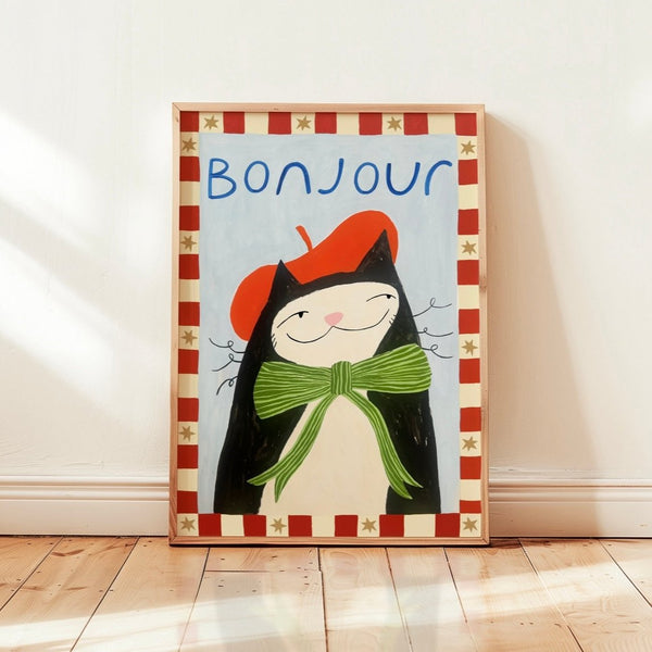 'Bonjour' Hand Painted Art Print