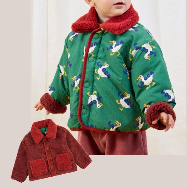 La Oca All Over Print Reversible Baby Sheepskin Jacket