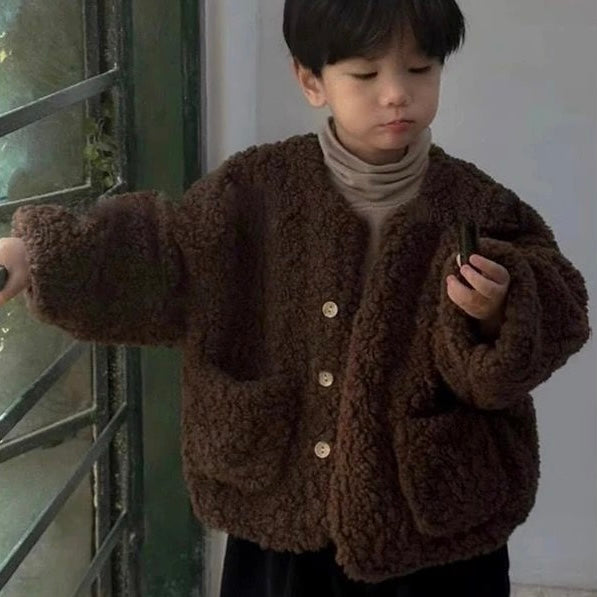 Etie Teddy Fleece Oversize Coat (Chocolate)