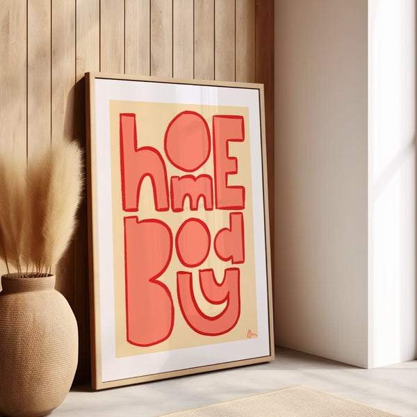 'Homebody' Orange Typographic Wall Art Print