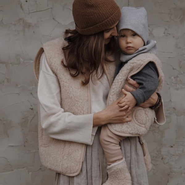 Clara 100% Wool Vest with Lining (Latte)