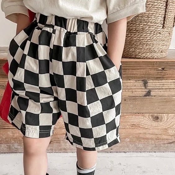 Dele Checkerboard Cotton Shorts (Black)