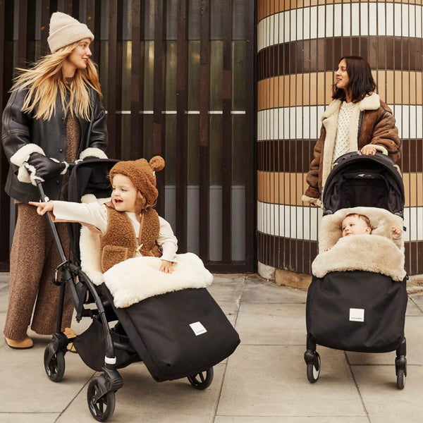 Sheepskin Universal Fixed Harness Buggy Puffmuff (Noir + Toast)