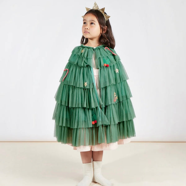 Festive Christmas Tree Cape and Headband Dress up Set