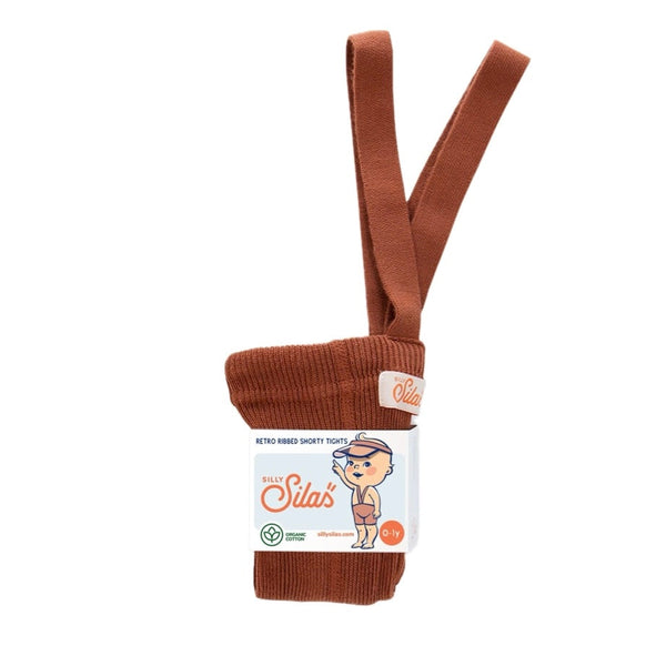 Silly Silas Unisex Shorty Rib Tights with Braces (Cinnamon)
