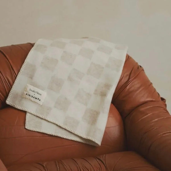 Studio Noos Checkerboard Merino Wool Blanket (Toast)