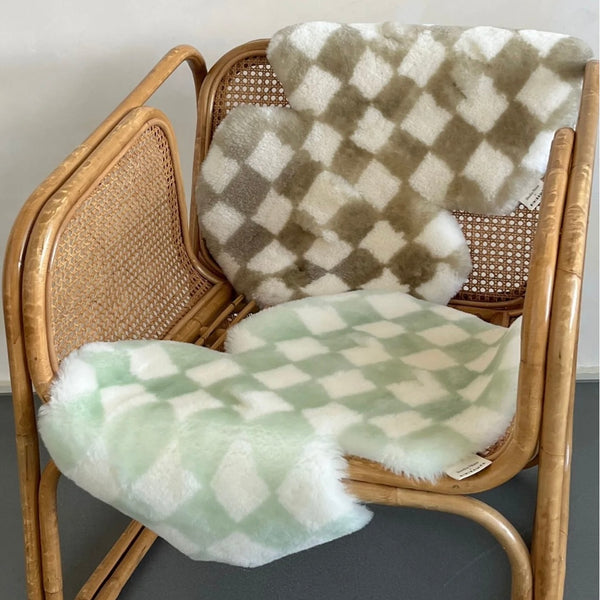 Studio Noos Checkerboard Sheepskin Snuggler (Pistachio)