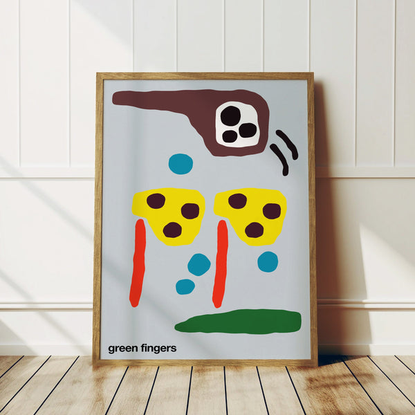 Green Fingers Art Print (Blue-Grey)