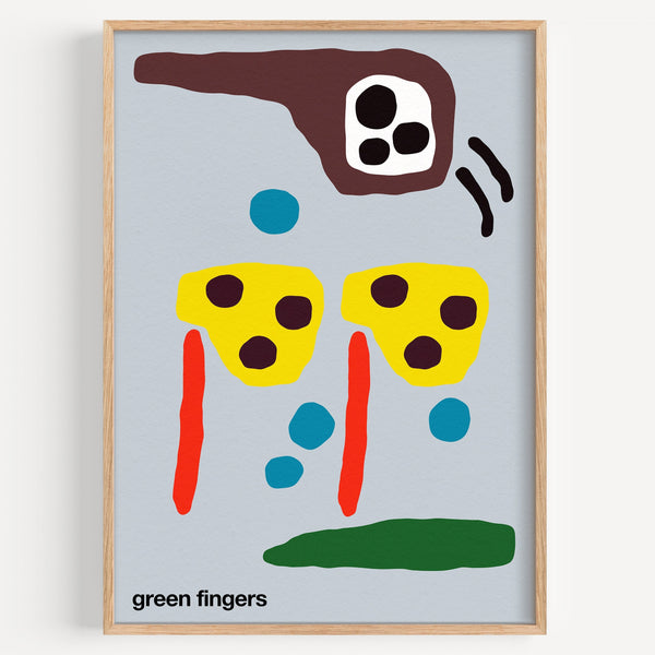 Green Fingers Art Print (Blue-Grey)