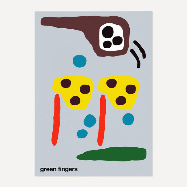 Green Fingers Art Print (Blue-Grey)